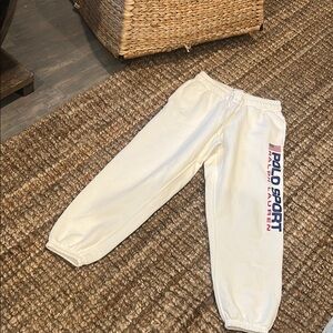 Ralph Lauren Polo Sport White Track Joggers with Blue & Red Logo